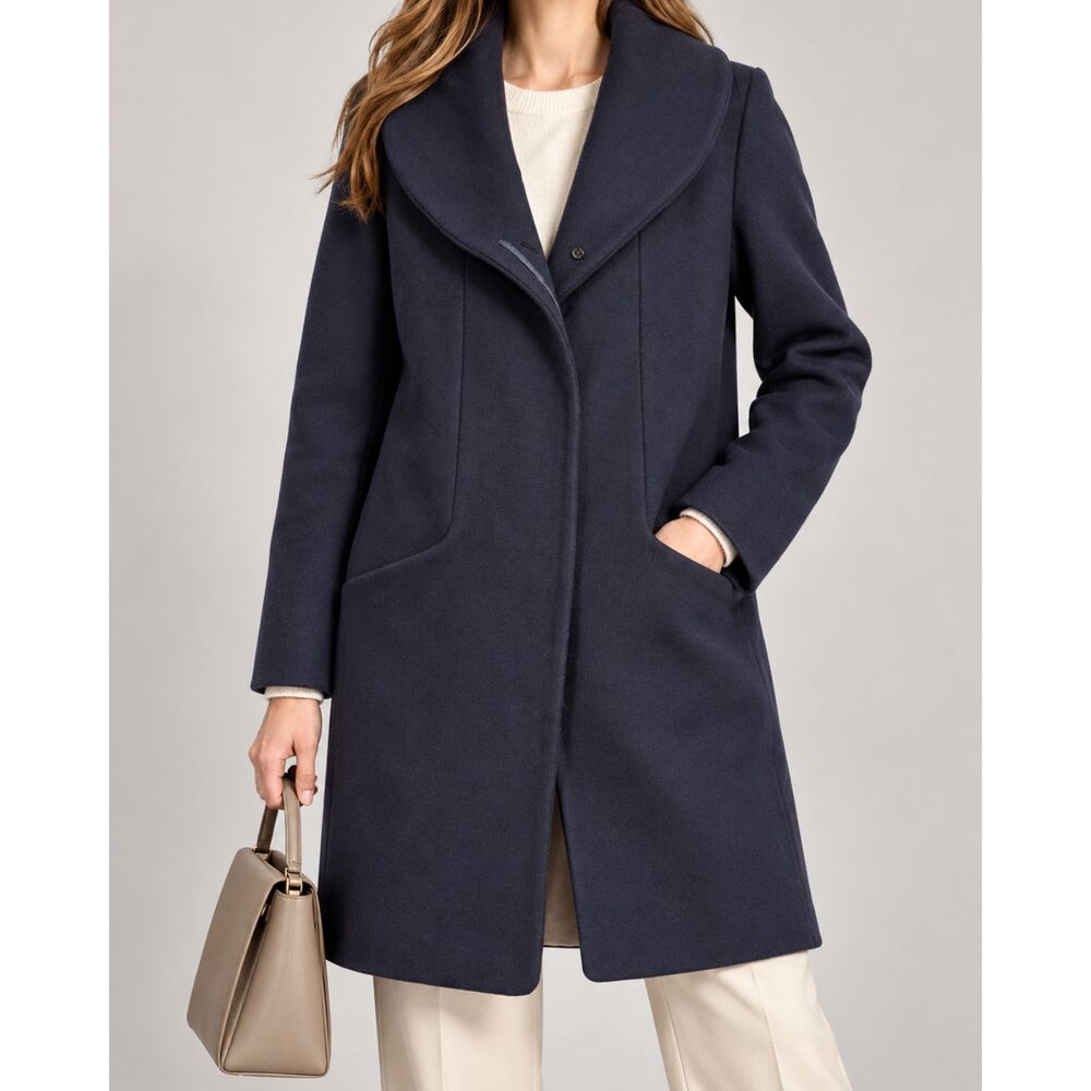 Wilfred Aritzia Wool Cashmere Coat Women's M Navy Blue Shawl Collar
